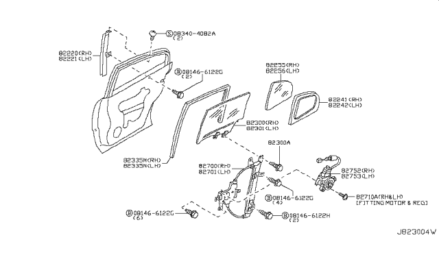 2005 Infiniti Q45 SASH ASMY-REAR Diagram for 82223-AR010