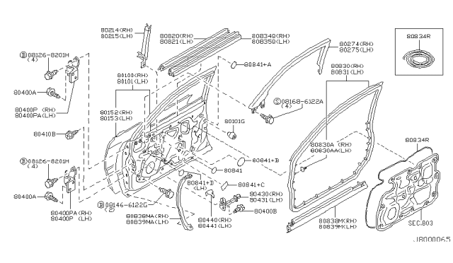 2003 Infiniti Q45 Front Door Panel & Fitting Diagram 2