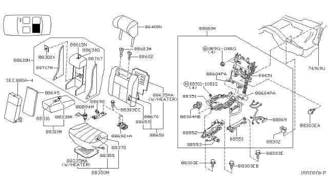 2004 Infiniti Q45 Rear Seat Diagram 4