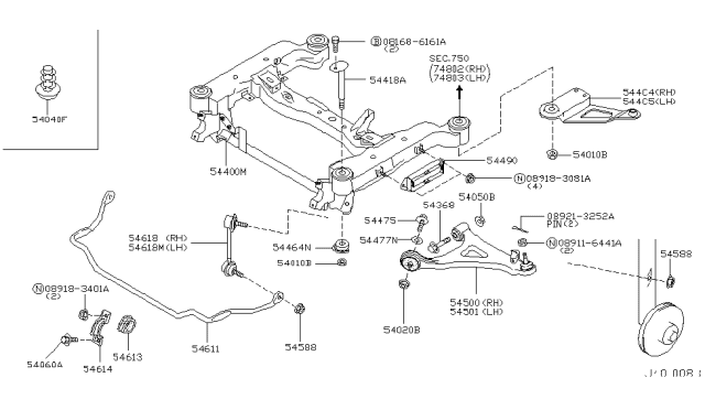 2004 Infiniti Q45 Rod Assy-Connecting,Stabilizer Diagram for 54668-AR000