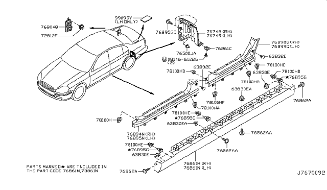 2004 Infiniti Q45 Body Side Fitting Diagram 1