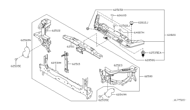 2006 Infiniti Q45 Support Assy-Radiator Core Diagram for 62500-AT600