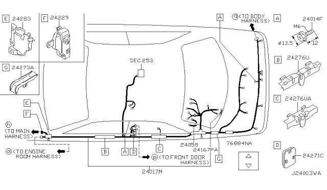 2003 Infiniti Q45 Harness-Body,NO2 Diagram for 24017-AR205