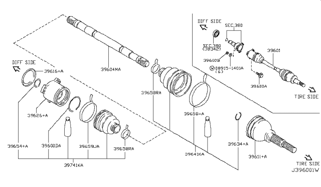 2005 Infiniti Q45 Rear Drive Shaft Diagram 1