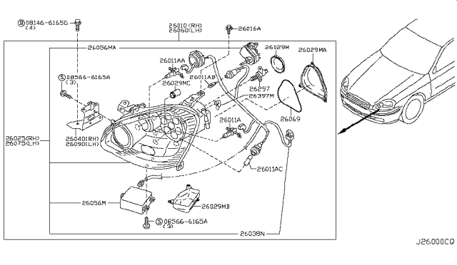 2006 Infiniti Q45 ACTUATOR Assembly- Head Lamp Diagram for 26056-AT30A