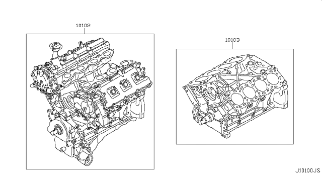 2003 Infiniti Q45 Bare & Short Engine Diagram 2