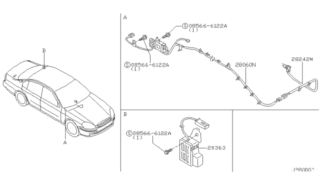 2006 Infiniti Q45 WEATHERSTRIP WIPER Motor HRN Diagram for 28362-AS400