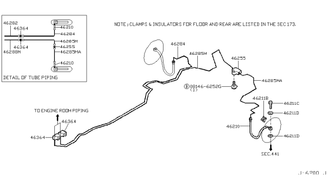 2003 Infiniti Q45 Connector-Brake Tube Diagram for 46364-AG211