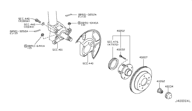 2006 Infiniti Q45 Rotor Disc Brake Front Diagram for 40206-AR00A