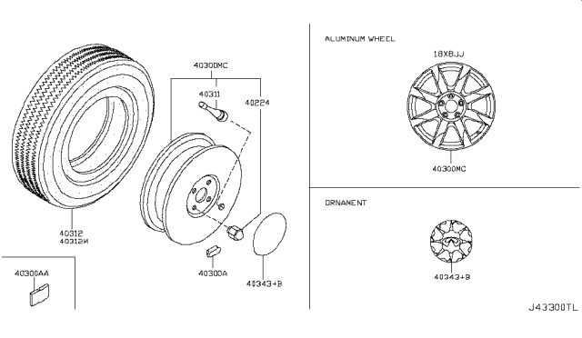 2005 Infiniti Q45 Road Wheel & Tire Diagram 6