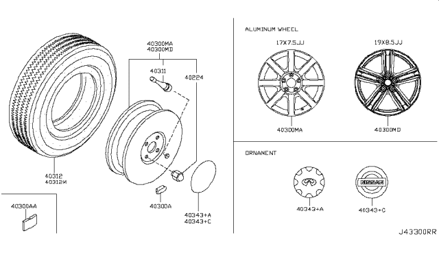 2005 Infiniti Q45 Ornament-Disc Wheel Diagram for 40315-5Y860