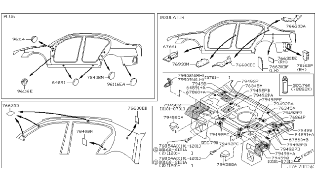 2002 Infiniti Q45 Cover-Hole,LH Diagram for 79459-AG000