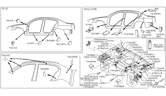 2002 Infiniti Q45 Plug Rubber Diagram for 01658-01361