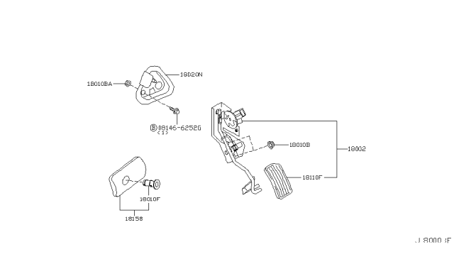 2006 Infiniti Q45 Bracket-Accelerator Pedal Diagram for 18020-AT300