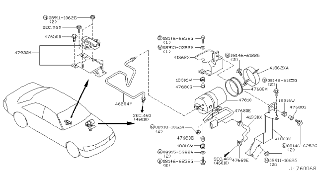 2003 Infiniti Q45 BUSHING, Rubber Diagram for 47608-AG020