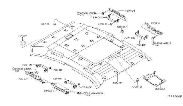 2005 Infiniti Q45 Roof Trimming Diagram 2