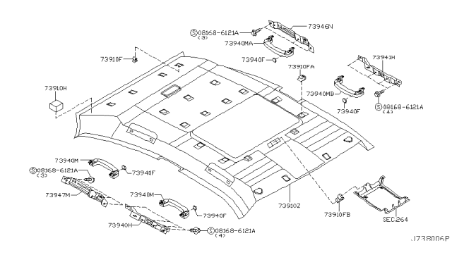 2003 Infiniti Q45 Clip Diagram for 73998-3Y000