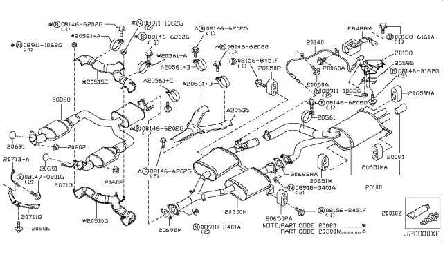 2006 Infiniti Q45 Mounting-Exhaust,Rubber Diagram for 20651-5L300