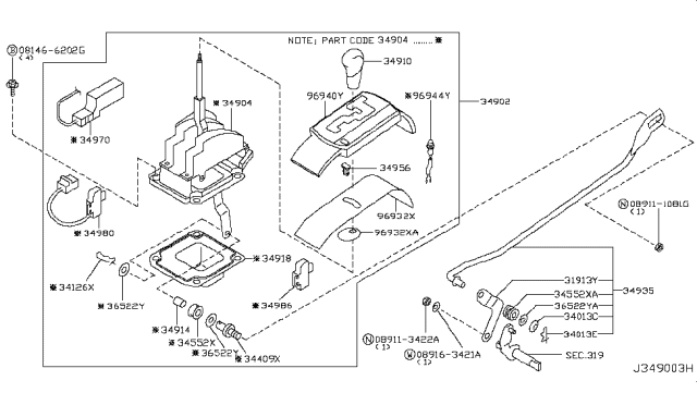 2002 Infiniti Q45 Auto Transmission Control Device Diagram 1