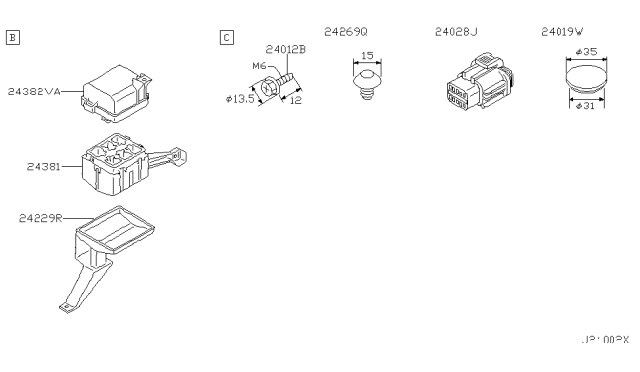 2002 Infiniti Q45 Cover-Relay Box Diagram for 24382-AR220