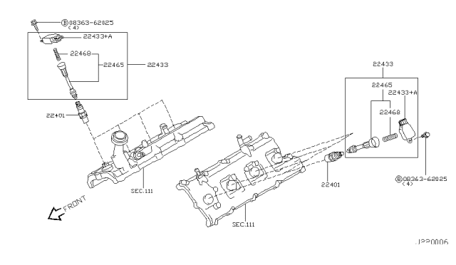 2002 Infiniti Q45 Ignition Coil Assembly Diagram for 22448-AR210