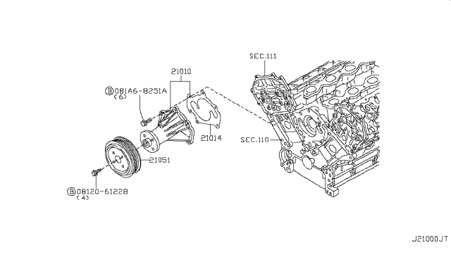 2006 Infiniti Q45 Water Pump, Cooling Fan & Thermostat Diagram 4