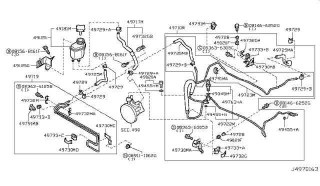 2005 Infiniti Q45 Bracket-Tube Diagram for 49730-AR005