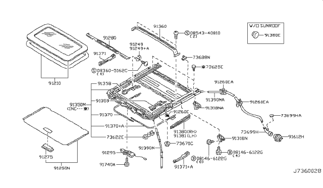 2004 Infiniti Q45 Sun Roof Parts Diagram 1