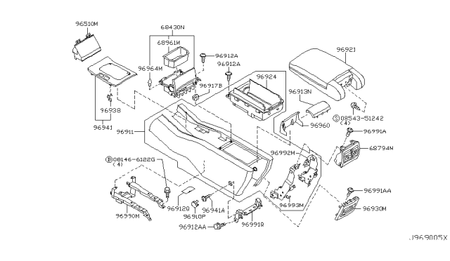 2003 Infiniti Q45 Finisher-A/T Indicator,Console Diagram for 96941-AR220