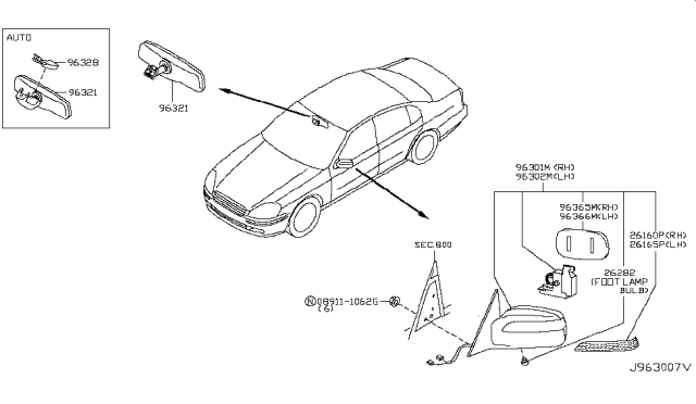 2002 Infiniti Q45 Rear View Mirror Diagram 2