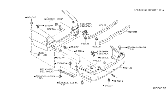 2003 Infiniti Q45 Rear Bumper Diagram