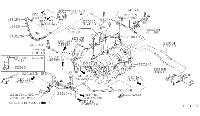 2005 Infiniti Q45 Hose-EVAPORATOR Control Diagram for 22320-CW00A