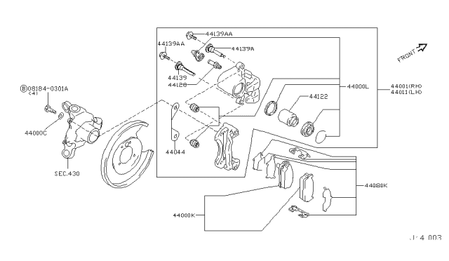 2002 Infiniti Q45 Rear Disc Brake Pad Kit Diagram for 44060-AR085