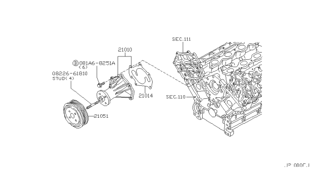 2004 Infiniti Q45 Water Pump, Cooling Fan & Thermostat Diagram 4