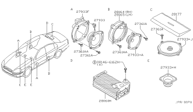 2003 Infiniti Q45 Grille-Speaker,Front Diagram for 28176-AR204