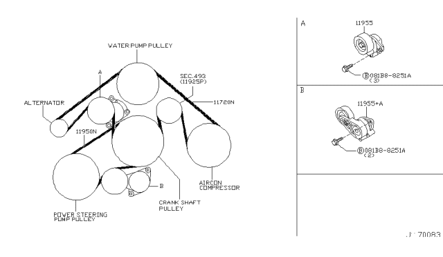 2004 Infiniti Q45 Fan,Compressor & Power Steering Belt Diagram