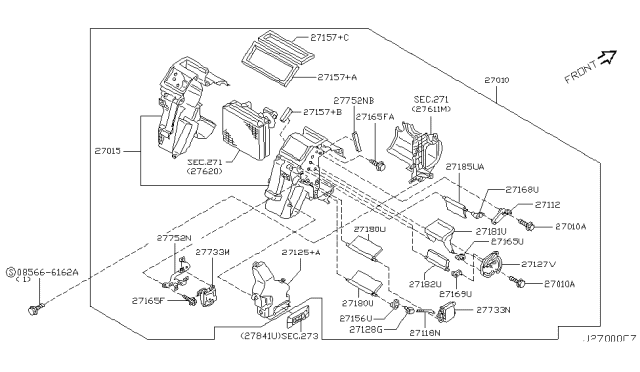 2003 Infiniti Q45 Duct Assembly-Foot Diagram for 27125-AR201