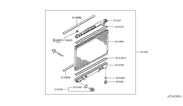 2005 Infiniti Q45 Radiator Assembly Diagram for 21460-AR710