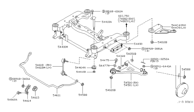 2006 Infiniti Q45 Front Suspension Diagram 1