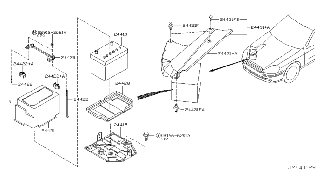 2004 Infiniti Q45 Rod BATT Fix Diagram for 24425-89902