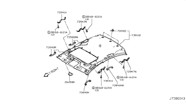 2015 Infiniti Q50 Roof Trimming Diagram 4