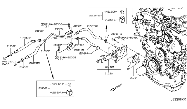 2016 Infiniti Q50 Hose Water Diagram for 21306-5CA0A