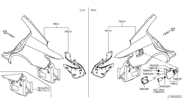 2018 Infiniti Q50 Rear Fender & Fitting Diagram 1