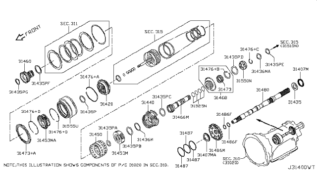 2017 Infiniti Q50 Governor,Power Train & Planetary Gear Diagram 2