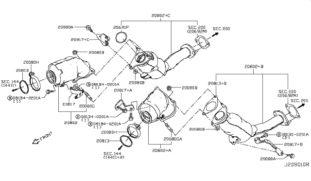 2018 Infiniti Q50 Clamp Diagram for 14464-5CB0A