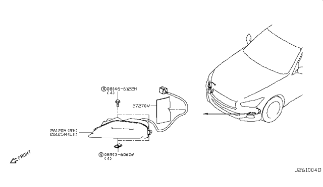 2019 Infiniti Q50 Turn Signal Lamp Assy-Front,LH Diagram for 26135-4GA1A