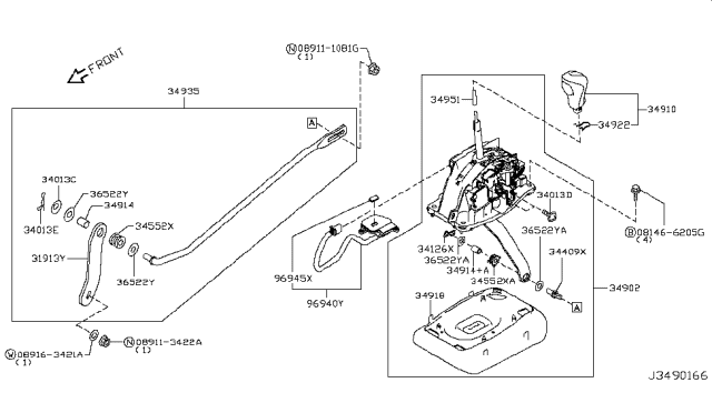 2018 Infiniti Q50 Auto Transmission Control Device Diagram 1