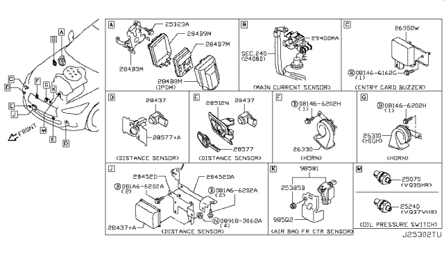 2015 Infiniti Q50 Buzzer Assy-Entry Card Diagram for 25640-4GA0A