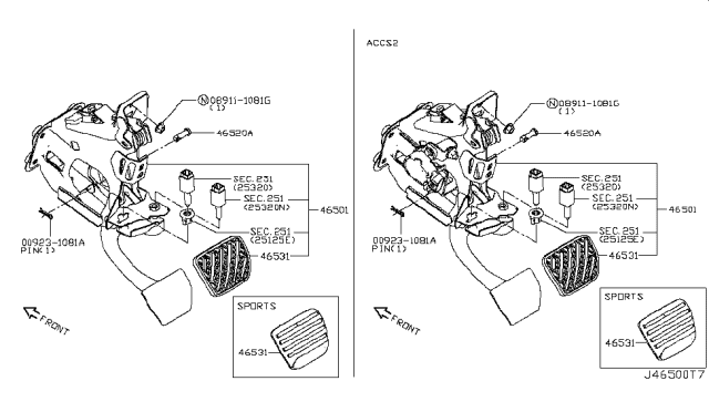 2019 Infiniti Q50 Brake & Clutch Pedal Diagram 2