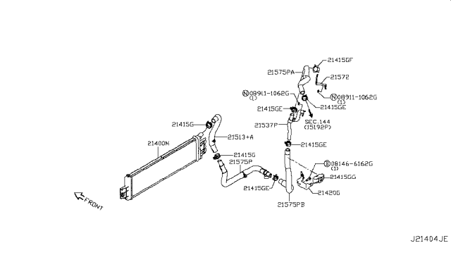 2019 Infiniti Q50 Tube Assy-Water Outlet Diagram for 21537-5CA1A